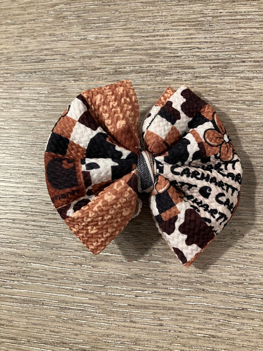 Cow brown workwear clip bow