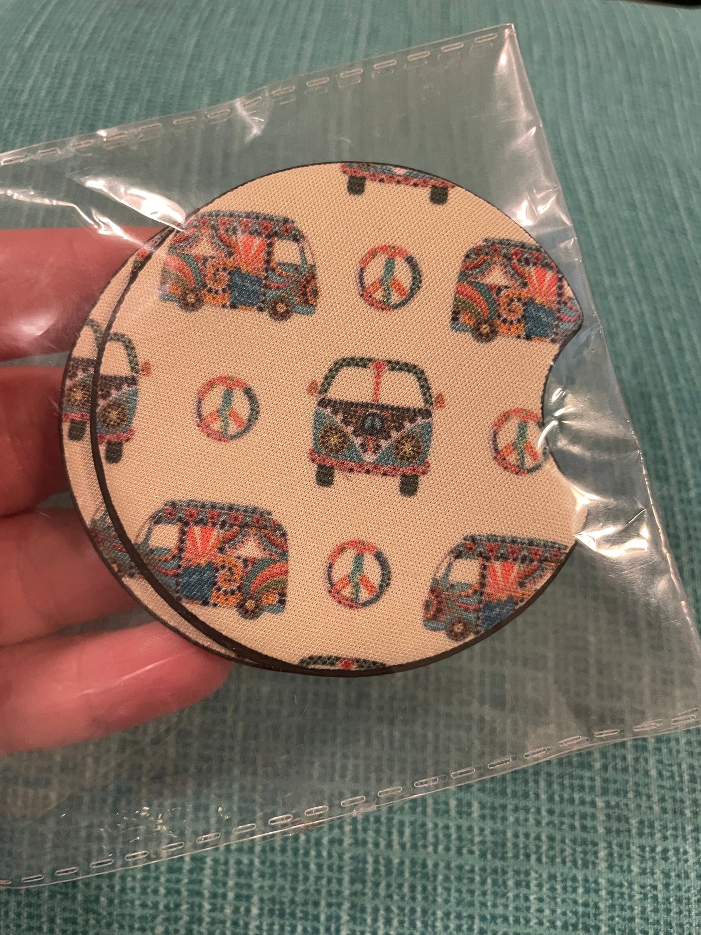 VW peace sign car coasters