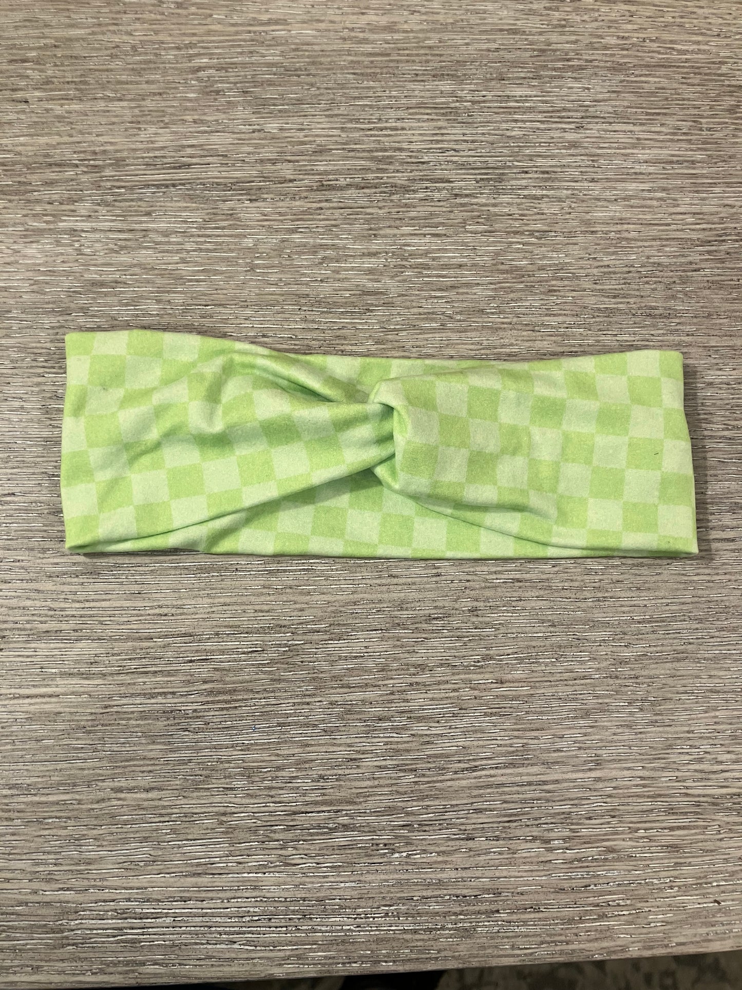Lime green checkered child headbands