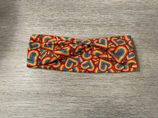Rainbow hearts bright adult gently used headband
