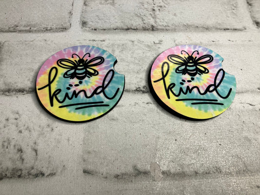 Bee kind car coasters