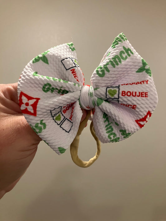Little miss green guy nylon bow