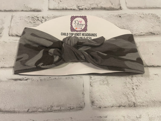 Gray camo child tie headbands