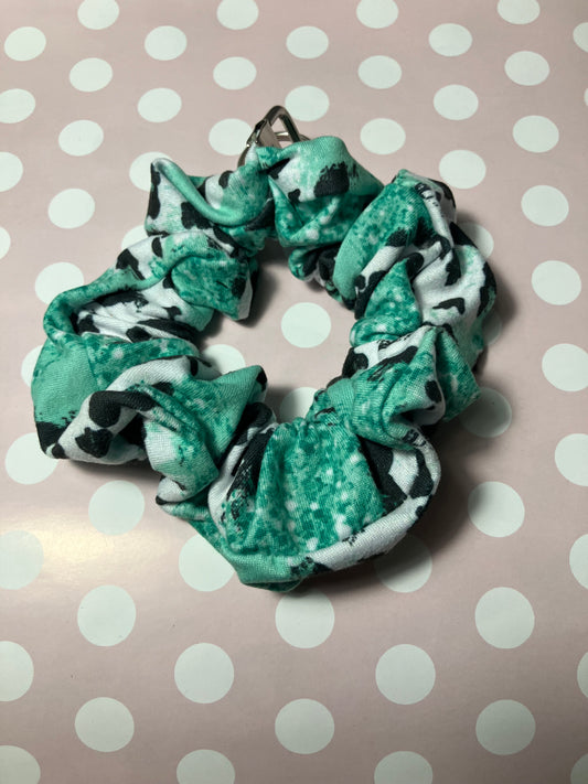 Teal cow scrunchie keychains
