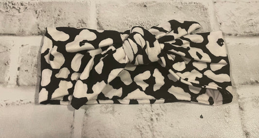 Black leopard adult tie headbands