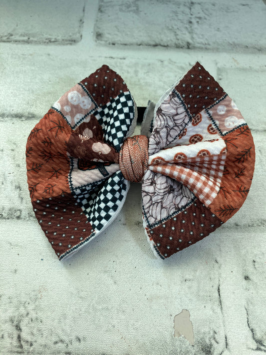 Pumpkin patchwork nylon bow