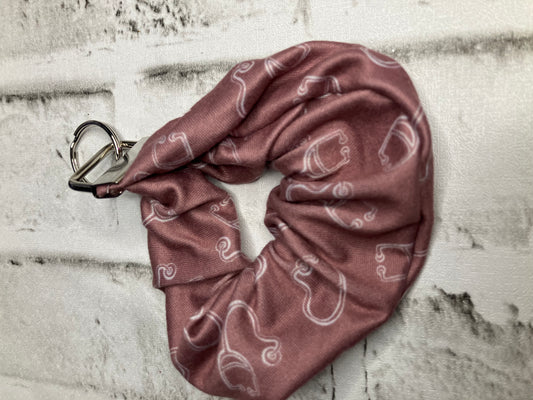 Mauve stethoscope scrunchie keychain