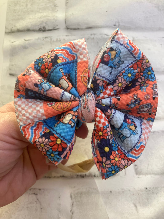 Blue dog orange dog nylon bow