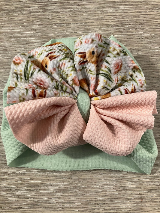 Green bunny toddler bow wrap