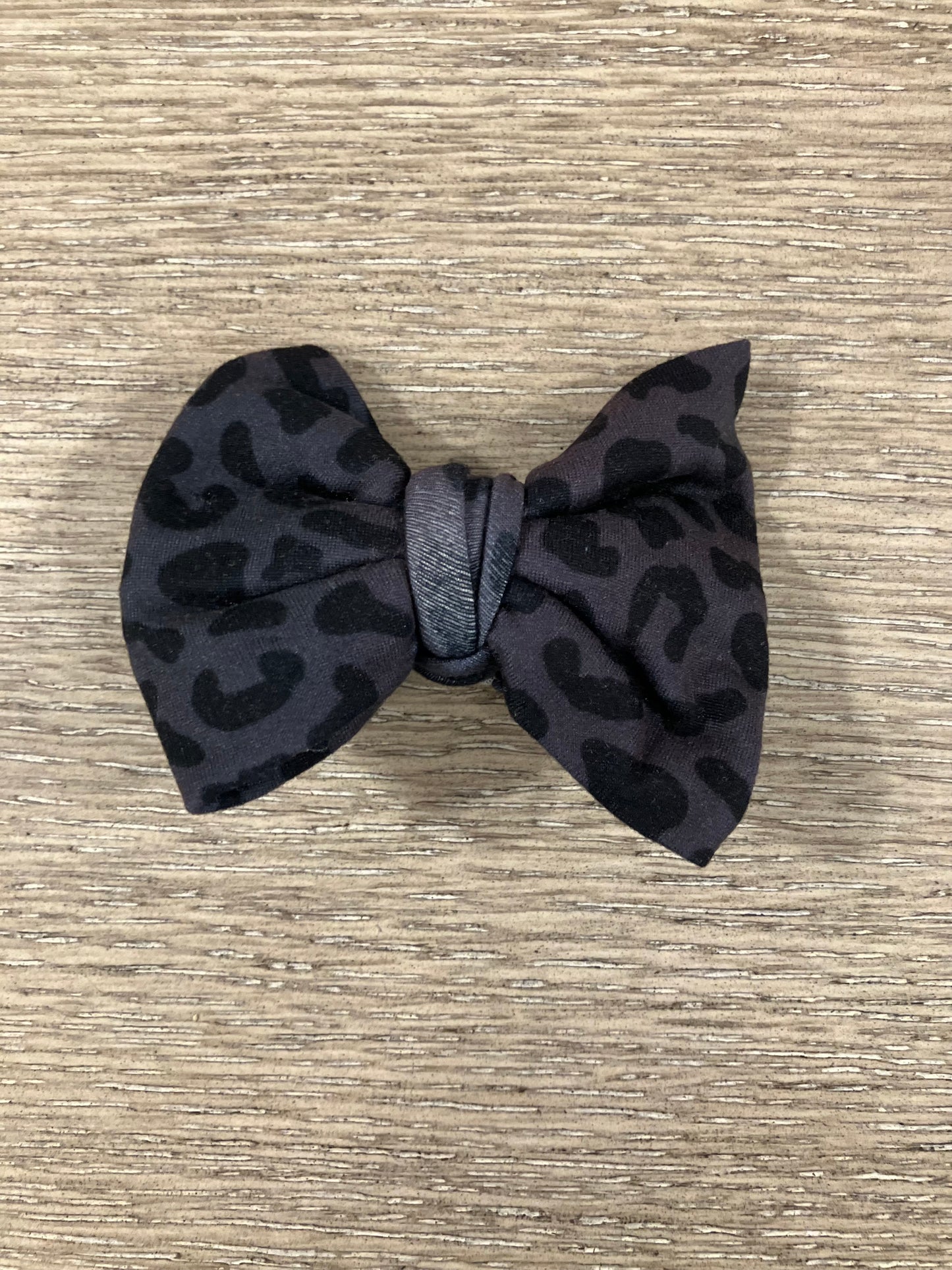 Black leopard clip bows