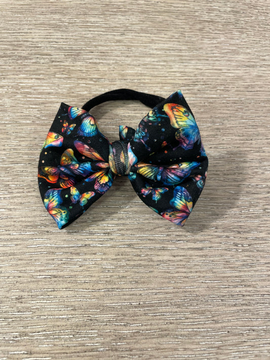 Butterfly rainbow nylon bow🧡