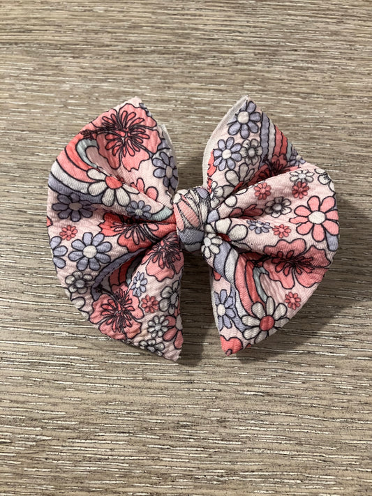 Rainbow pink purple clip bows