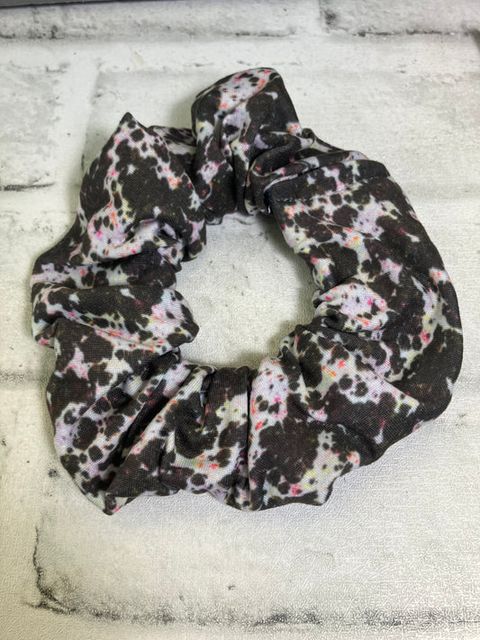 Black cow paint splatter scrunchies