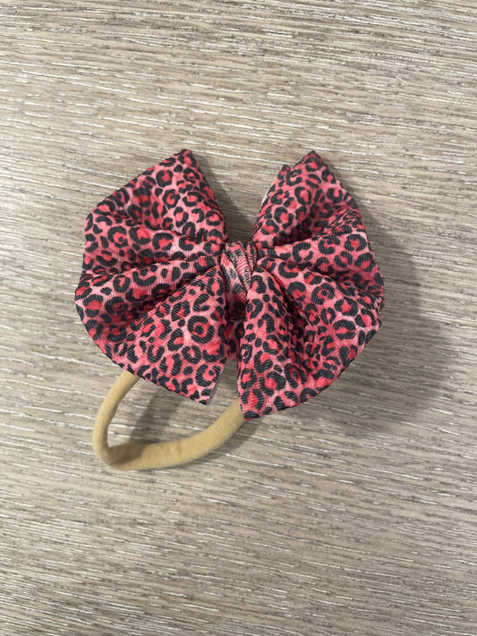 Pink leopard nylon bow
