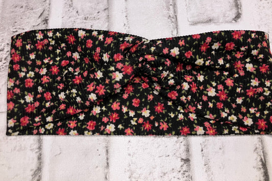 Black white pink floral adult headbands