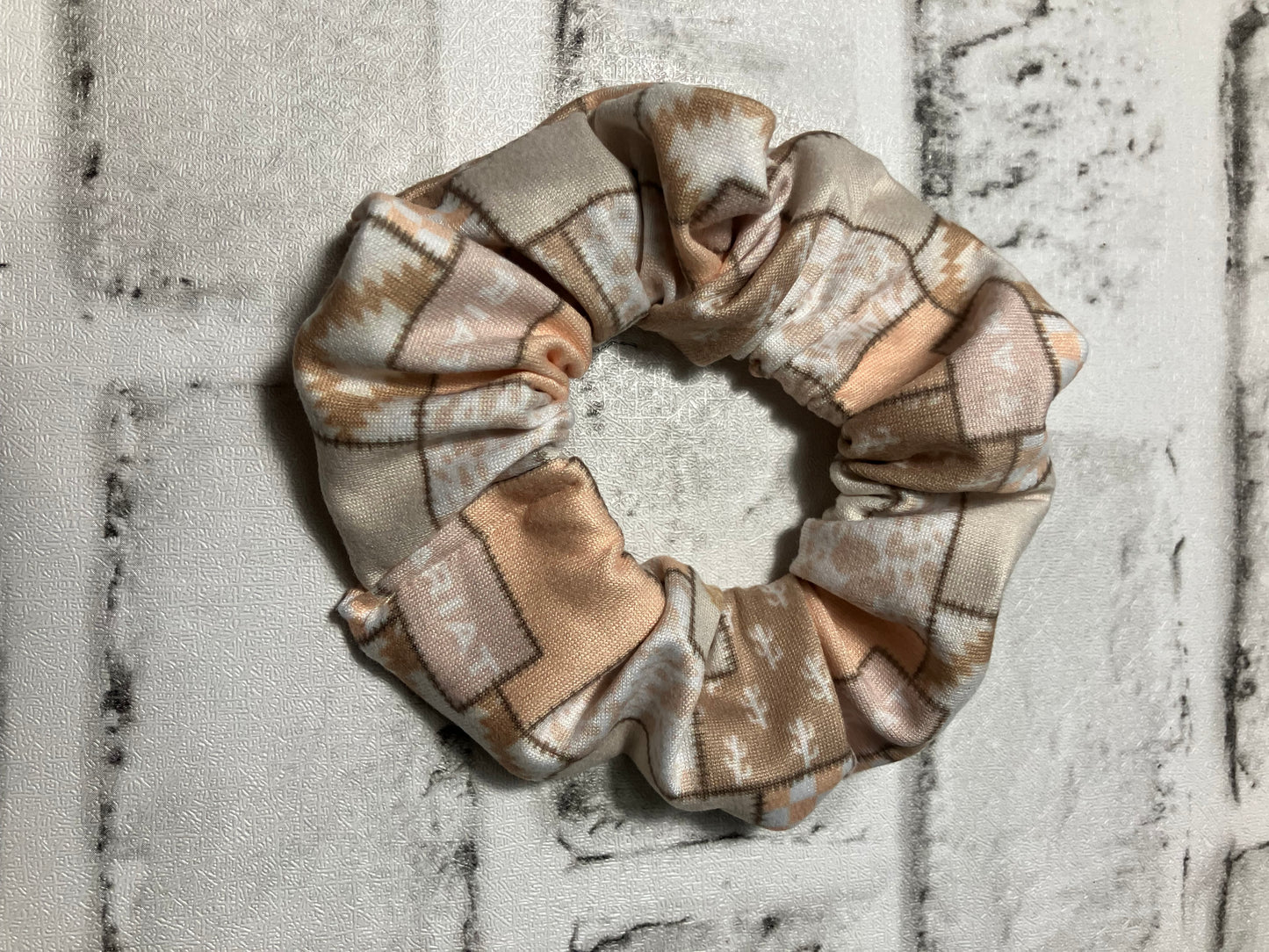 Beige blue collar scrunchies