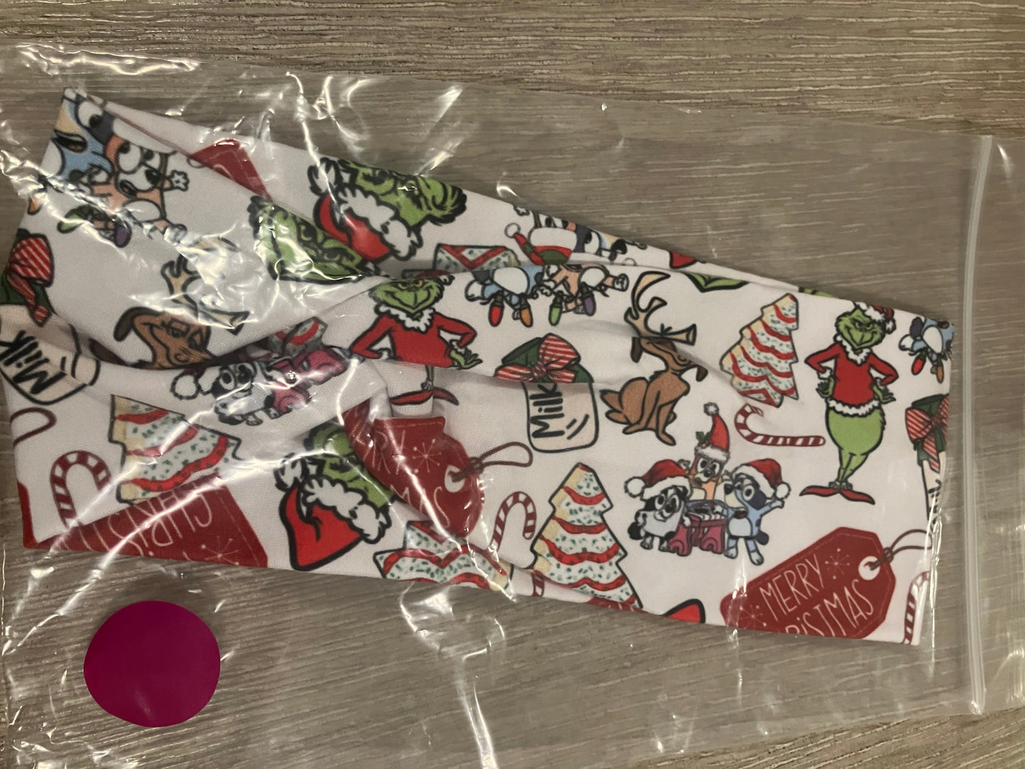 Blue dogg Christmas tree cake mean guy child headband