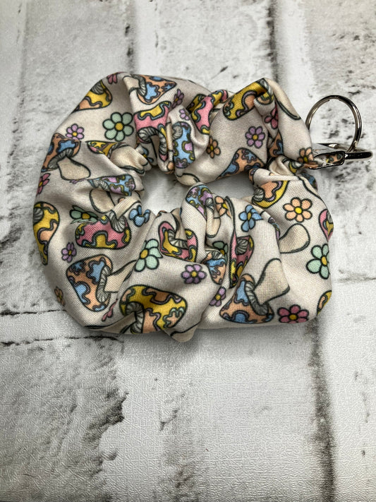 Colorful mushroom scrunchie keychain