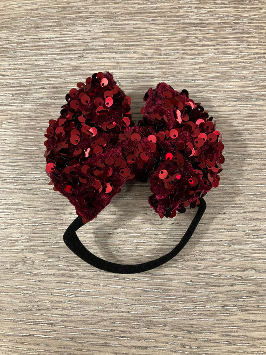 Burgundy sequin nylon bow