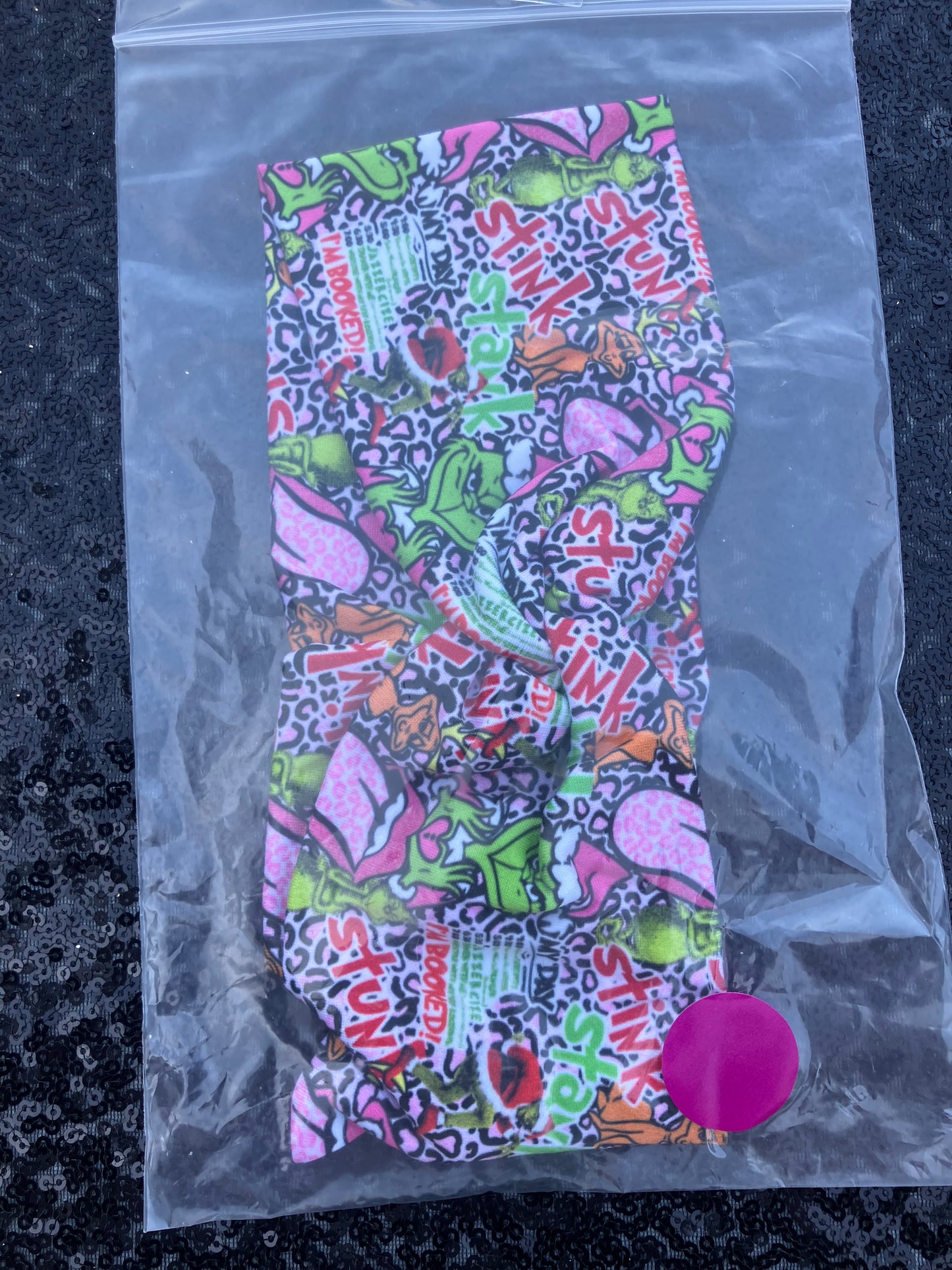 Pink mean guy child headband