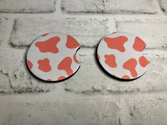 Pink cow car coasters💜