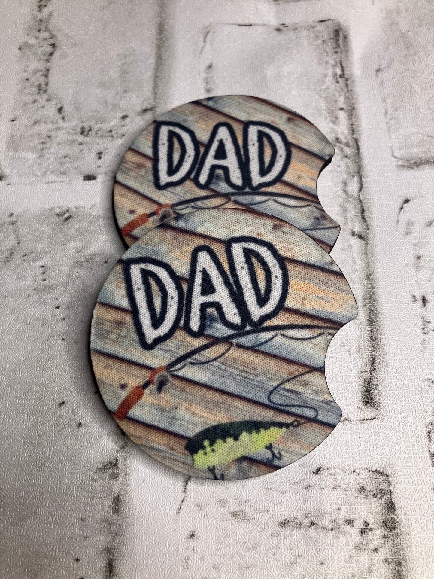 Dad fishing car coasters