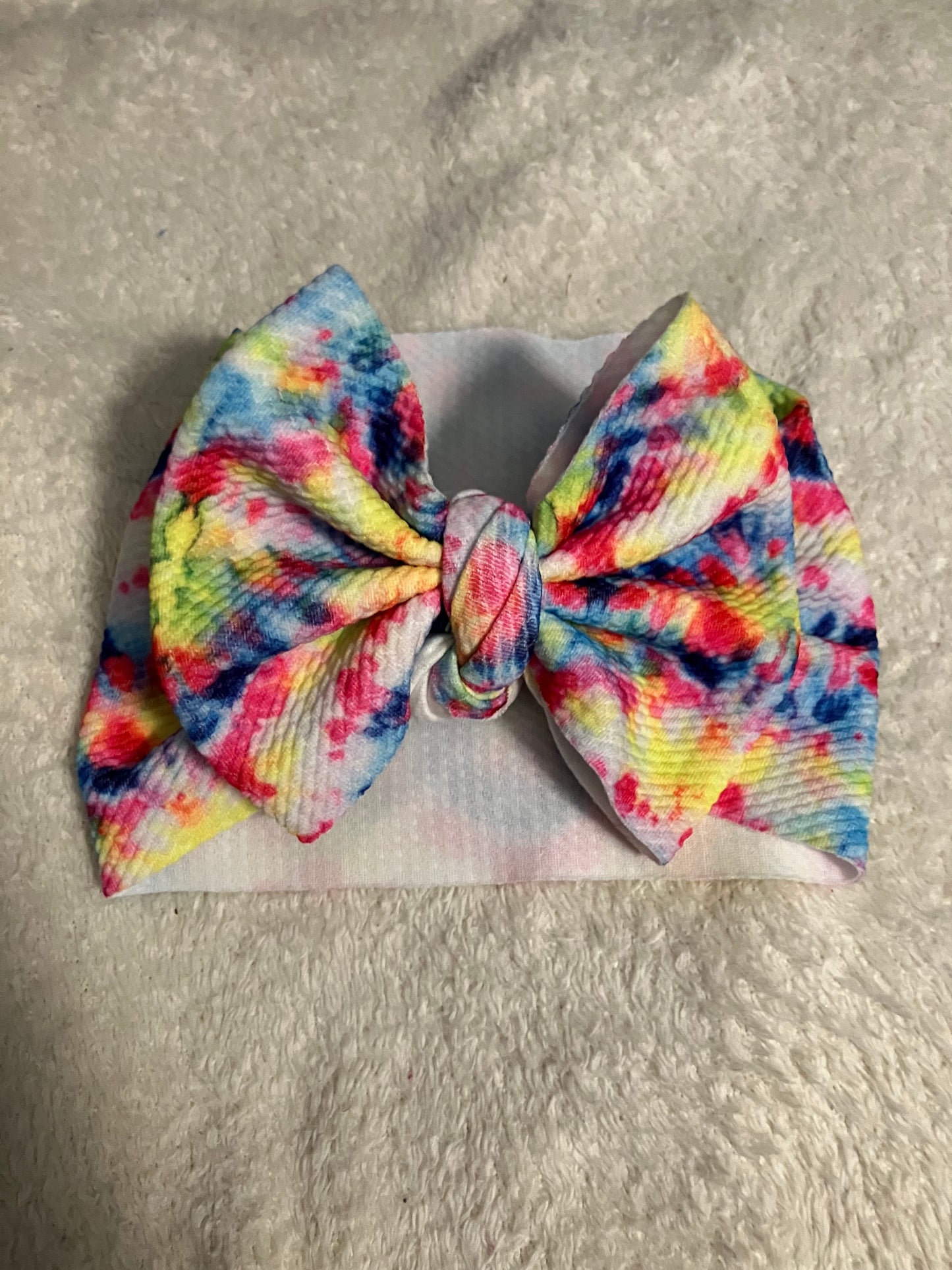 Bright tie dye toddler bow wrap