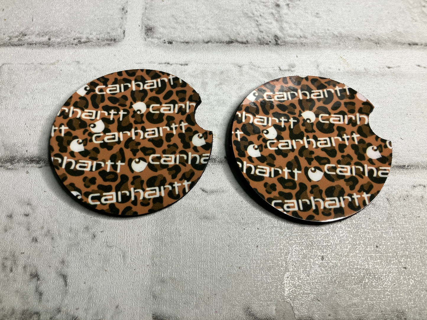 Cheetah workwear car coasters