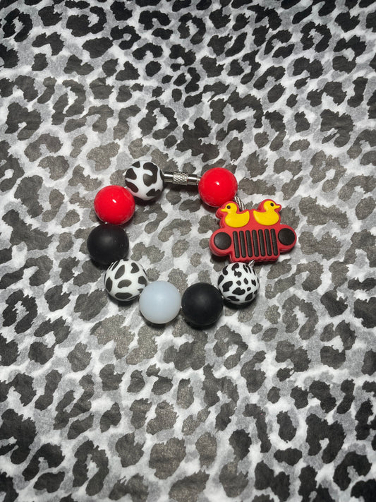 Red off road cow tumbler charm