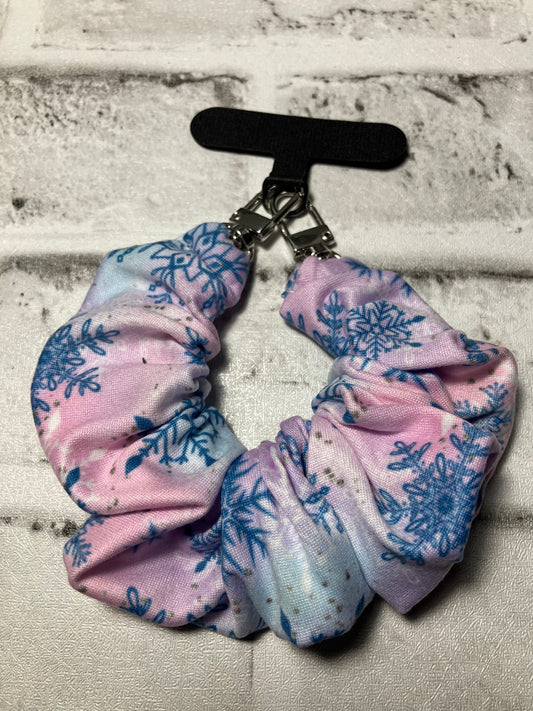Snowflake scrunchie keychain phone holders