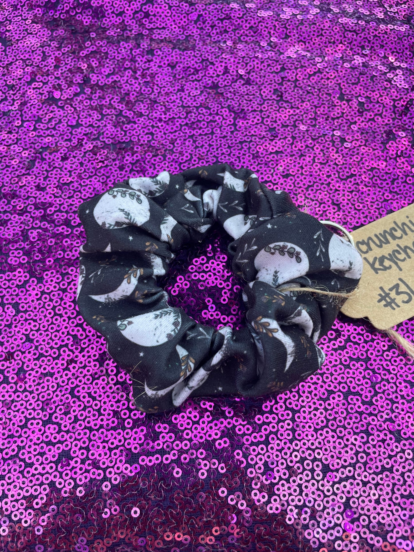 Boho moon scrunchie keychain