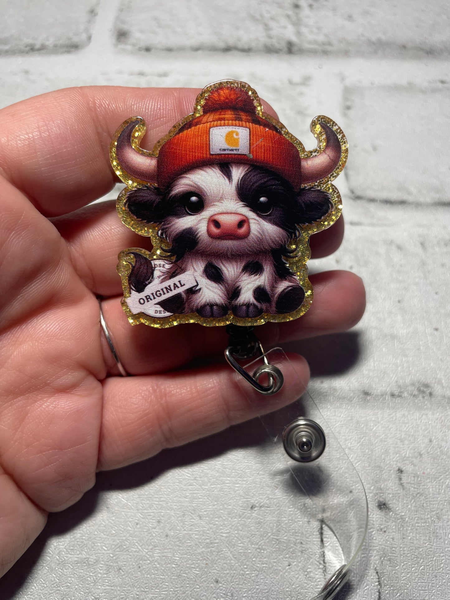 Cow workwear badge reels