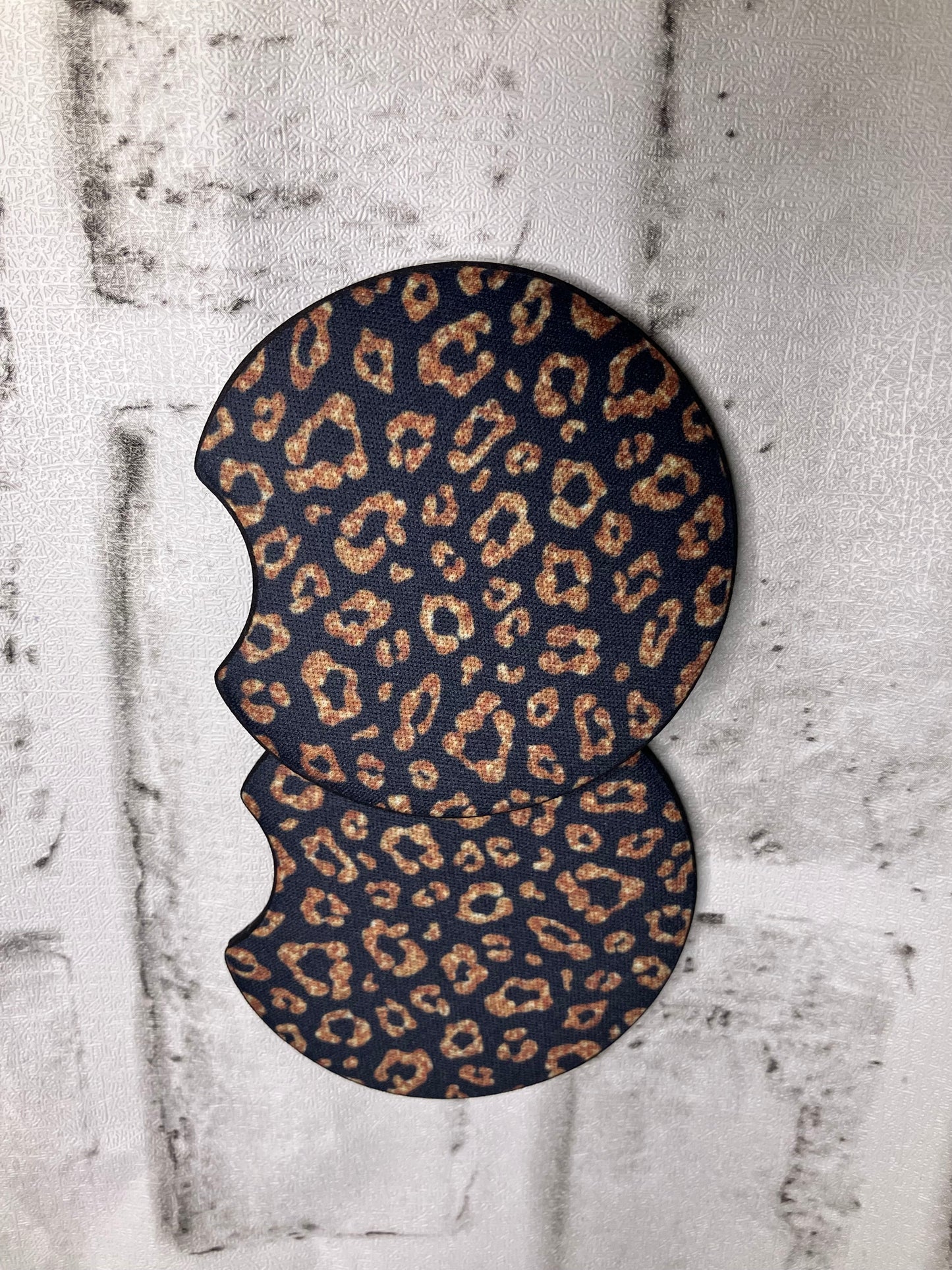 Gold leopard car coasters