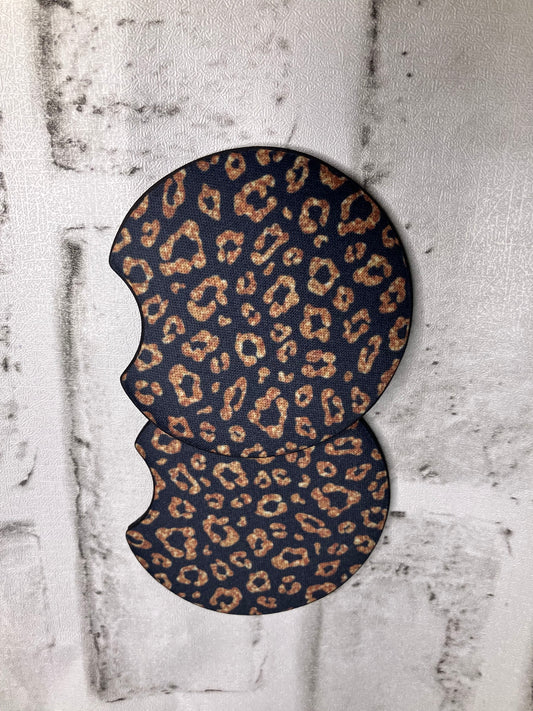 Gold leopard car coasters