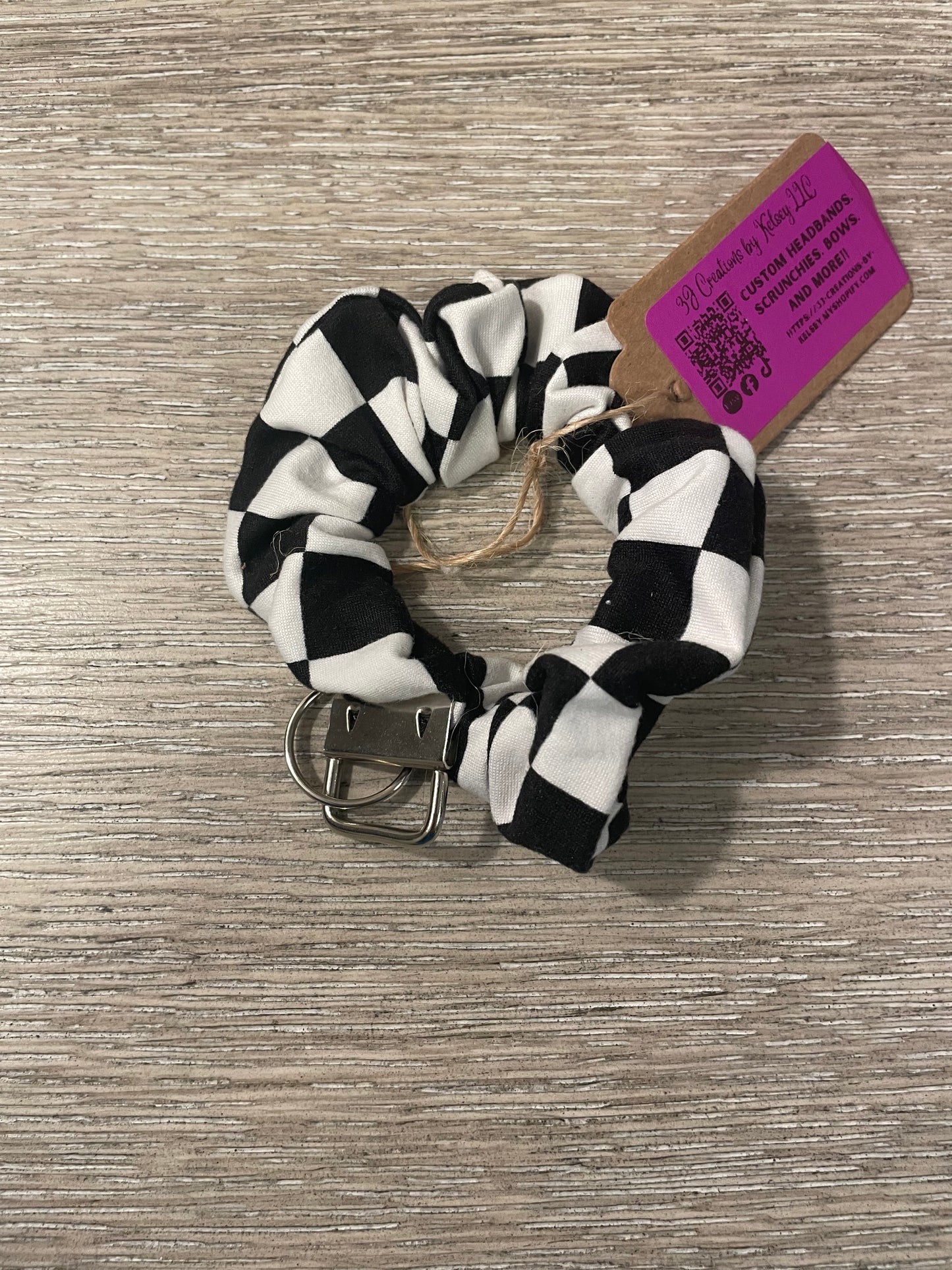Checkered flag Scrunchie keychain