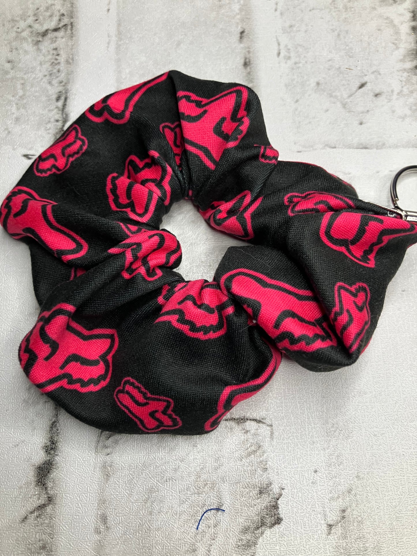 Pink racing scrunchie keychains