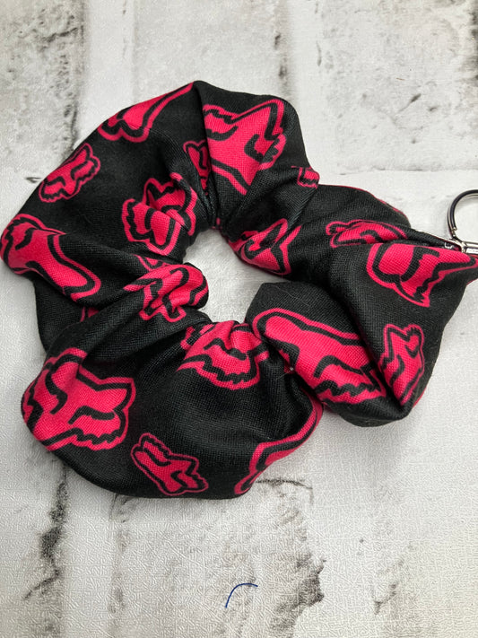 Pink racing scrunchie keychains