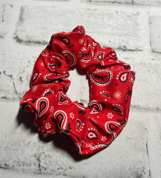 Red bandana scrunchies