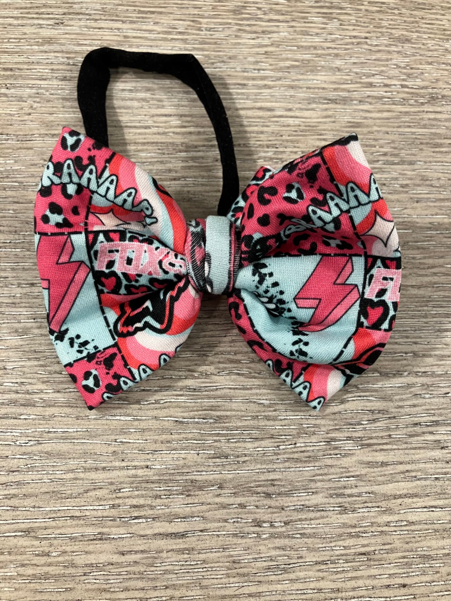 Pink teal racing nylon bows
