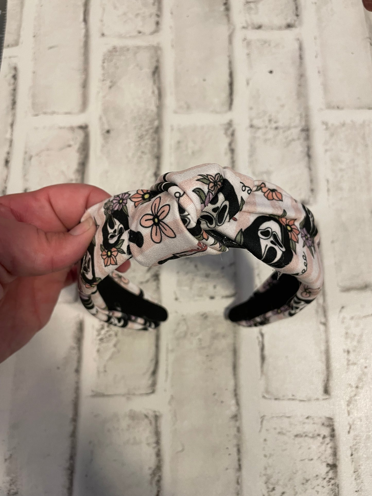 Ghostface floral top knot headband