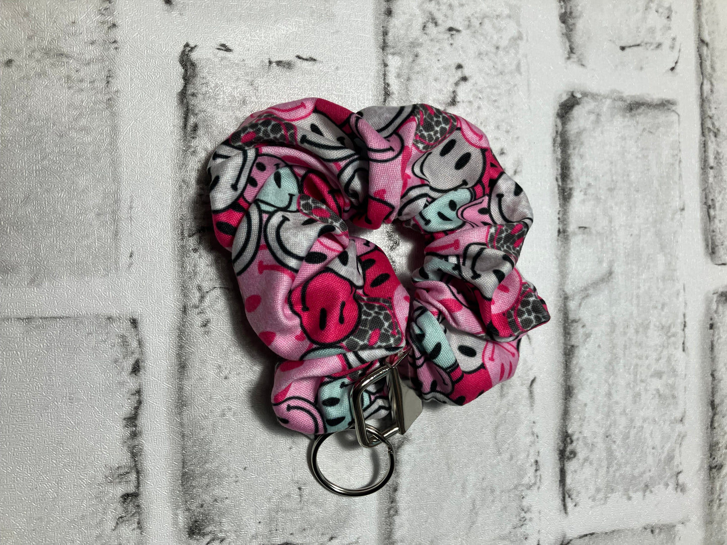 Smiley scrunchie keychains