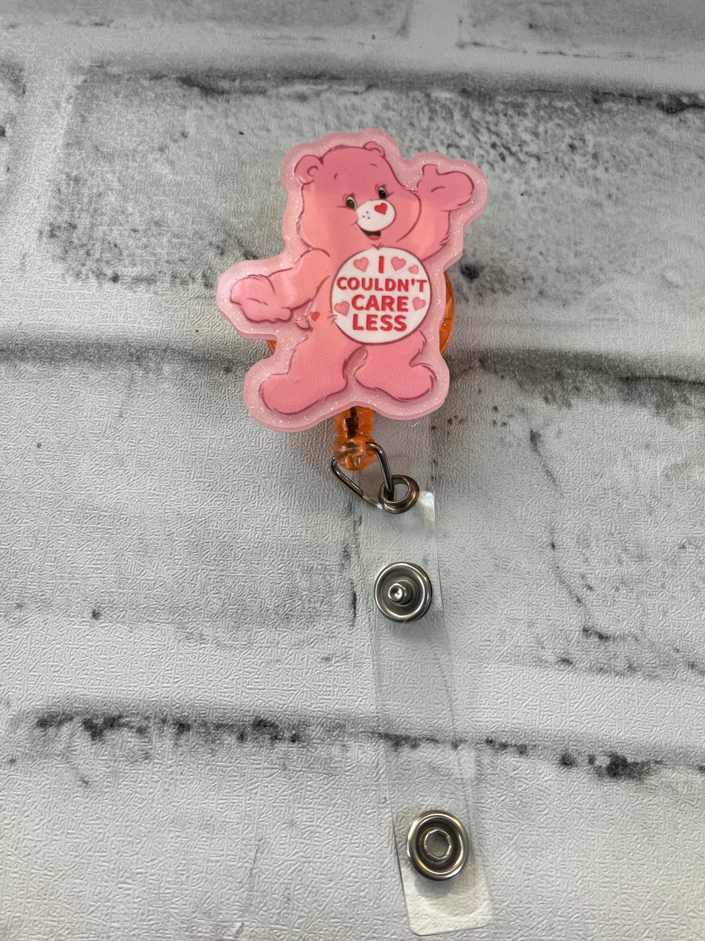 Pink bear badge reel