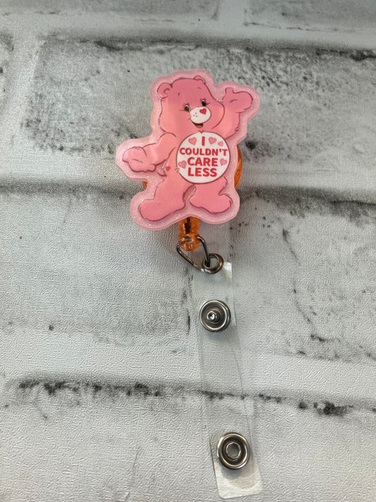 Pink bear badge reel