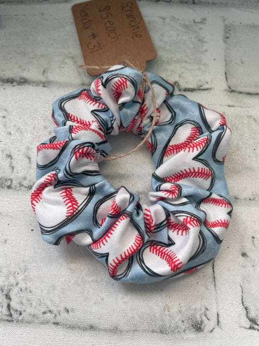 Baseball hearts Scrunchies💜