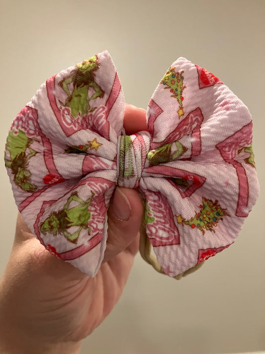 Pink mean guy doll nylon bows