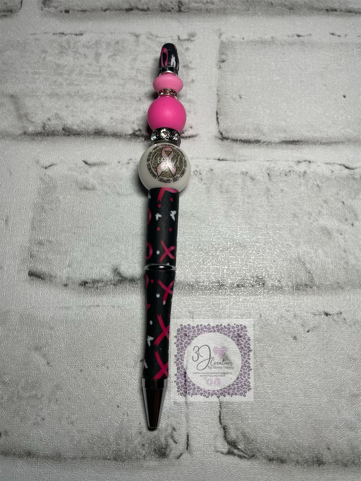 Black pink breast cancer awareness pen💜