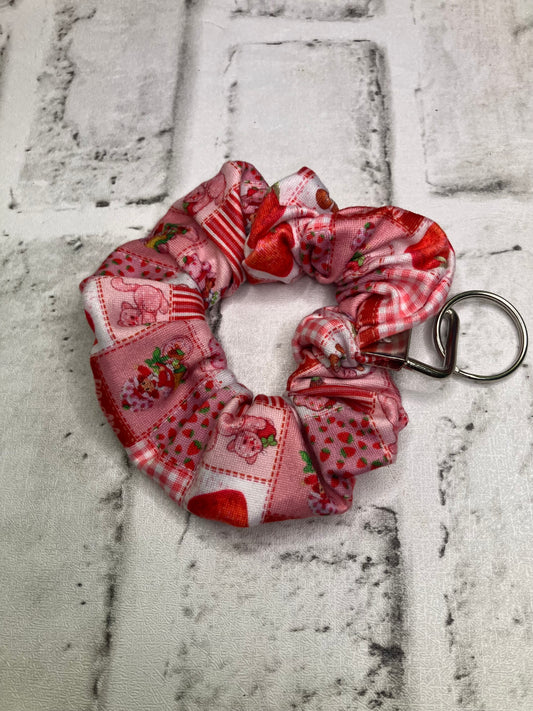 Strawberry girl scrunchie keychains