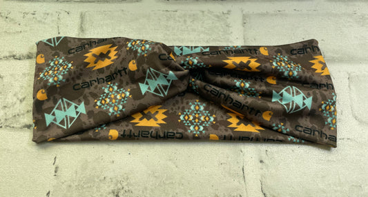 Brown workwear cow Aztec adult headbands💚