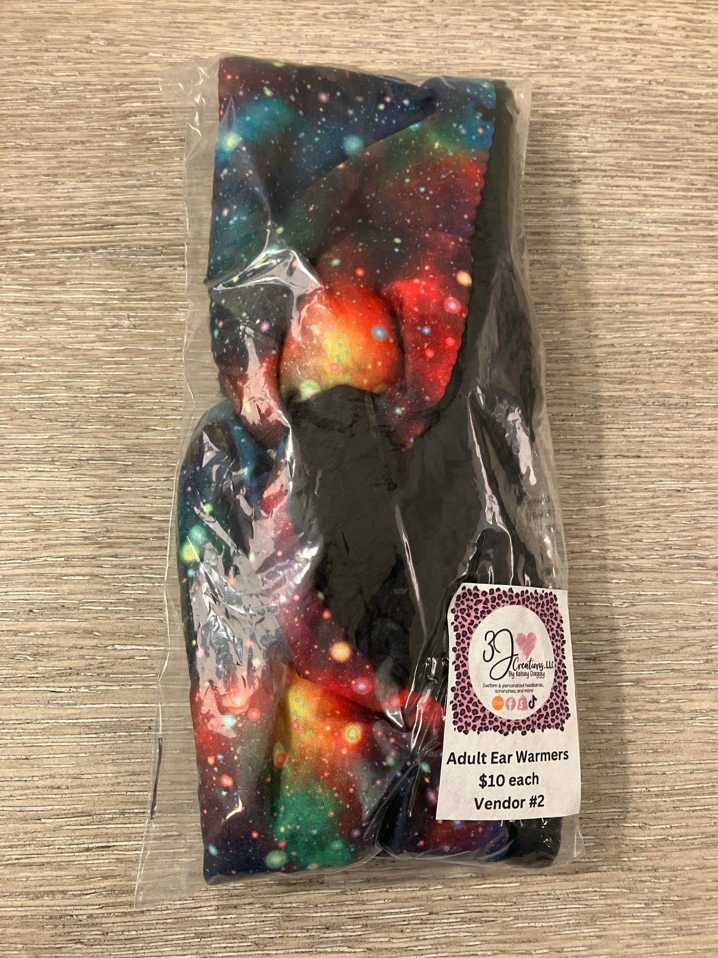 Rainbow galaxy adult ear warmers