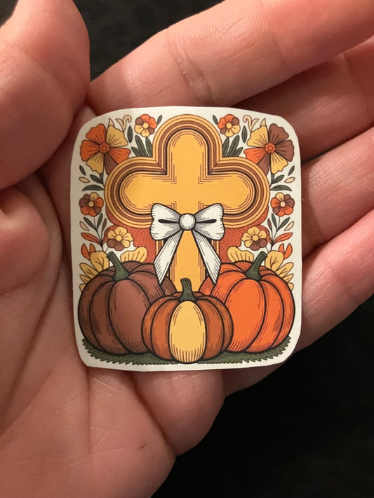 Cross pumpkin stickers